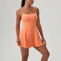 Orange athletic tennis dress with built-in chest pads for running - S / Top And Bottom / Tropical Orange