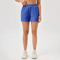 High-waist quick-dry blue sports shorts with honeycomb texture for yoga and fitness - S / Bottoms / Dark Blue