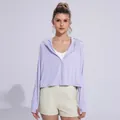 Lightweight women's lavender ice silk sun protection hoodie with UV protection for outdoor - One Size / Tops / Light Purple