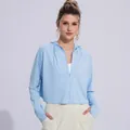 Light blue breathable ice silk sun protection hoodie for outdoor sports - One Size F (45-75kg) / Tops / Sky Blue