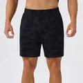 Men's black camouflage quick-dry athletic training shorts with elastic waist - S / Bottoms / Black