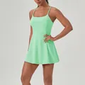 Mint green athletic quick-dry tennis dress with breast pads for women fitness and running - New Leaf Green