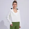 White ice silk UV protection jacket for women with hooded loose outdoor sports design - One Size / Tops / Ivory