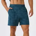 Men's quick-dry teal blue patterned sports shorts for running and fitness training - S / Bottoms / Turquoise Green