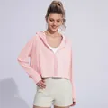 Lightweight pink hooded ice silk sun protection jacket for women outdoor sports - One Size / Tops / Sakura Pink