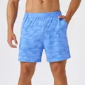 Men's blue camo print quick-dry athletic shorts designed for running and fitness training - S / Bottoms / Sky Blue