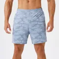 Men's quick-dry sports shorts with light blue patterned fabric for running and fitness - S / Bottoms / Sea Salt Grey