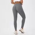 High-waisted scrunch butt yoga pants in dark grey for fitness and running performance - S / Bottoms / Neutral Grey