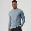 Men's light blue-grey thermal half-zip long-sleeve sports top for running and fitness - S / Tops / Grey Blue