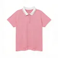Detailed front view of women's pink quick-drying tennis polo shirt with white collar - S / Tops / Pink