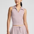 Lavender sleeveless POLO collar sports vest and matching high waist tennis skirt set for women - S / Tops / Pink