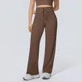 Women's professional high-waist brown drawstring wide-leg yoga pants for gym workout - S / Bottoms / Chestnut Brown