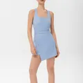 Light blue square neck athletic dress with built-in shorts for golf and tennis - S / Top And Bottom / Blue