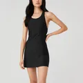 Sleeveless black athletic tennis dress with Y-back straps and hollow out design - S / Top And Bottom / Olive Black