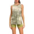 Lockeres, schnelltrocknendes Yoga-Top für Damen mit Batikdruck, ärmelloses Sportshirt - S / Oberteile / Tie-Dye Fruchtgrün