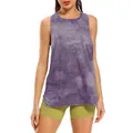 Hochwertiges lila Batik-Sport-Top für Damen, schnelltrocknendes Yoga- und Lauf-Shirt - S / Oberteile / Tie-Dye Lila