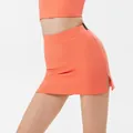 Breathable vibrant orange tennis skirt and crop top sports set for women's fitness - S / Bottoms / With Inner Shorts / Orange