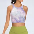 Women's tie-dye ribbed sports tank top for fitness yoga and running - S / Top (BT155500) / Purple