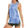 Γυναικείο αθλητικό μπλουζάκι tie-dye μπλε, γρήγορο στέγνωμα για γιόγκα και γυμναστική - Tie Dye Μπλε