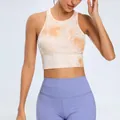 Tie-dye ribbed sports tank top for women in orange and white - S / Top (BT155500) / Apricot