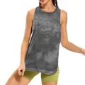 Γυναικείο γκρι tie-dye αθλητικό μπλουζάκι, στεγνώνει γρήγορα για γιόγκα και γυμναστήριο - Tie-Dye Μαύρο