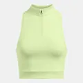 Ärmelloses limettengrünes Yoga-Crop-Top mit Stehkragen und Reißverschluss, schmale Passform - S / Oberteile / Obstgrün