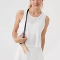 Women's white yoga sports set featuring breathable tank top and shorts with jump rope - S / Tops / White