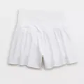 Breathable white yoga skort with stylish crossover waistband and anti-exposure liner - S / Bottoms / White