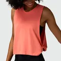 Loose sleeveless sports tank top in coral pink shroud for women's gym yoga workout - S / Tops / Coral