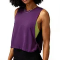 Loose purple sleeveless workout tank top for women, ideal for yoga and gym training. - S / Tops / Purple