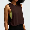 Loose dark brown sleeveless sports tank top for women yoga training and running - S / Tops / Brown