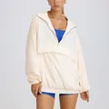 Veste de sport crème surdimensionnée pour femmes avec demi-fermeture éclair - S / Hauts / Abricot Beige