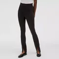 High-waisted black flared yoga leggings with stylish slit hem for fitness and dance - QS24277C Black