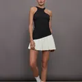Elegant sleeveless ballet style tennis dress with black top and white pleated skirt - S / Top And Bottom / Black