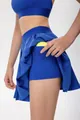 Blue pleated tennis skirt set featuring built-in shorts with a functional ball pocket - S / Bottoms / Dark Blue