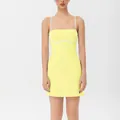 Sexy yellow tennis dress with white straps and trim for golf and yoga sports - S / Top And Bottom / Lemon Yellow