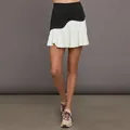 Elegante tennisrok met zwart-wit golfpatchwork voor dames sport- en yogafitnessoutfit - S / Bottoms / Zwart