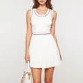 Elegant white sleeveless sports tennis dress with front zipper and pleated skirt for women - S / Top And Bottom / Pink