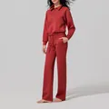 Ensemble de sport deux pièces rouge brique avec sweat à demi-zip et pantalon large - S / Haut et Bas / Rouge