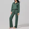 Ensemble de sport pour femme vert forêt avec sweat à demi-zip et pantalon - S / Haut et Bas / Vert foncé