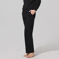 Women's black minimalist crewneck sweatshirt and matching sweatpants sports set - S / Bottoms / Black