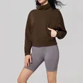Sweat-shirt à col montant pour femme marron foncé pour le sport décontracté et le plein air - S / Hauts / Marron