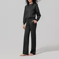 Ensemble de sport noir pour femme en tissu air layer avec demi-zip et pantalon large - S / Haut et Bas / Noir