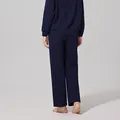 Conjunto deportivo mujer azul marino con sudadera cuello redondo y pantalón - S / Bottoms / Azul marino