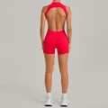 Vibrant red backless one-piece yoga jumpsuit for women fitness and athletic training - S / Top And Bottom / Red