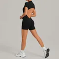 Sleek black backless athletic romper with scrunch butt detail for yoga and fitness - S / Top And Bottom / Black