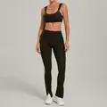 Dark charcoal brushed yoga set with adjustable straps and snap button wide leg leggings - S / Top And Bottom / Charcoal Gray