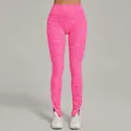 Hohe Taille rosa melierte Yoga-Schlaghose mit Schlitz am Saum und weichem Material - S / Unterteile / Hollywood-Rosa