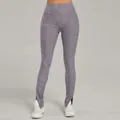 Damen Yoga-Leggings mit hoher Taille, gebürsteter Textur und Schlitz am Beinsaum - Wolkengrau