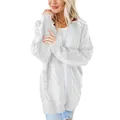 Eleganter weißer Grobstrick-Cardigan für Damen, mittellanger, lockerer Strickmantel. - 3XL / Oberteile / Gebrochenes Weiß